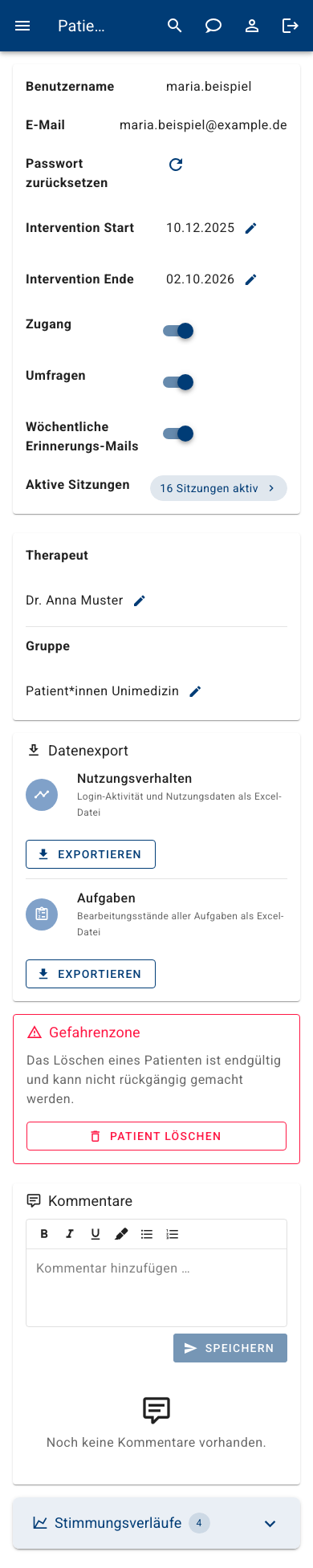 Administration – Mobile Ansicht von „KEN-Online“