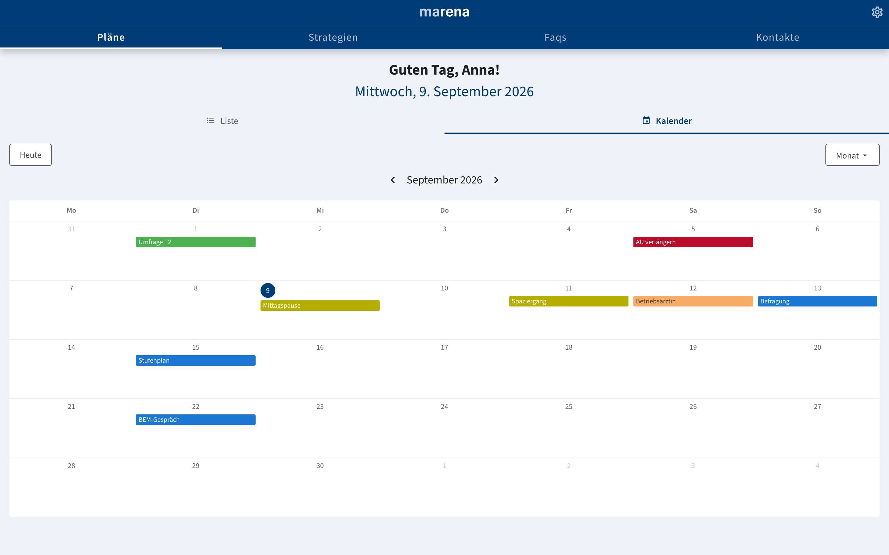 Kalender – Desktop-Ansicht von „marena“