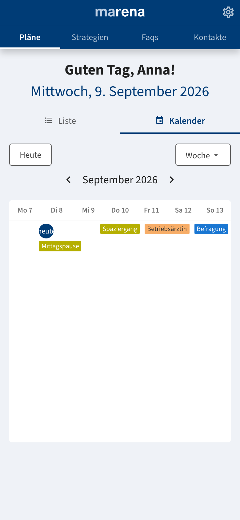 Kalender – Mobile Ansicht von „marena“