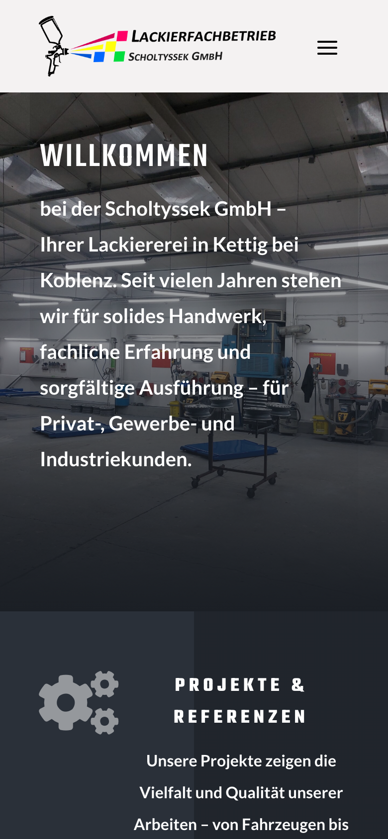 Mobile Ansicht der Website „Lackiererei Scholtyssek“