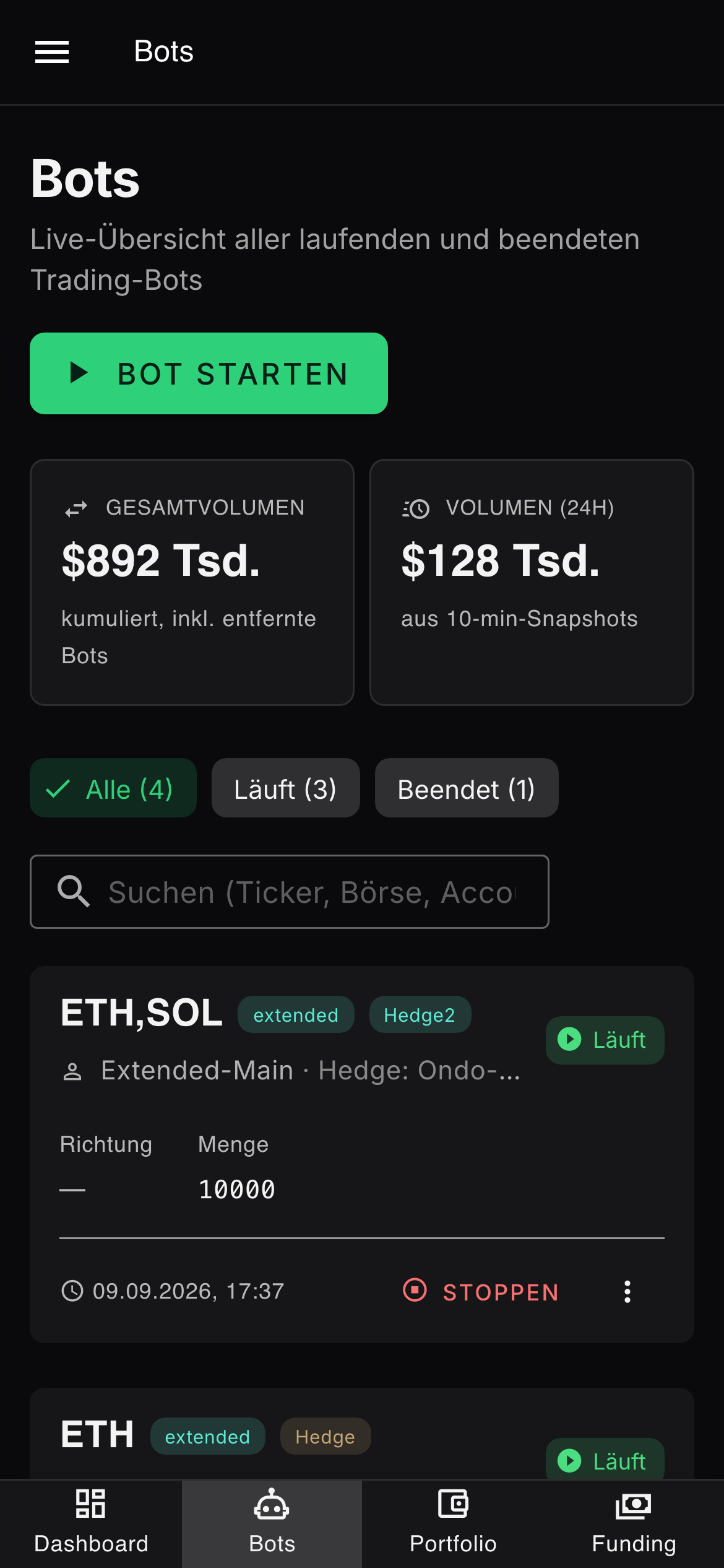 Bots – Mobile Ansicht von „Tandem“